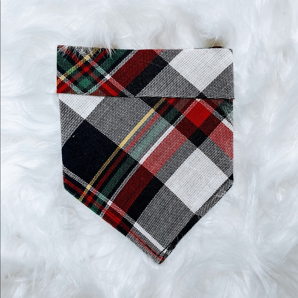 HANDMADE - Christmas plaid dog OR cat bandana